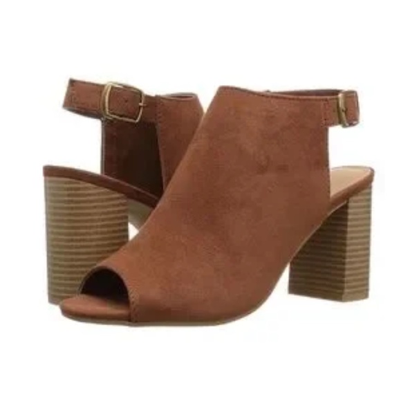 Chinese Laundry Bestie Open Toe Brown Suede Booties - Picture 1 of 10